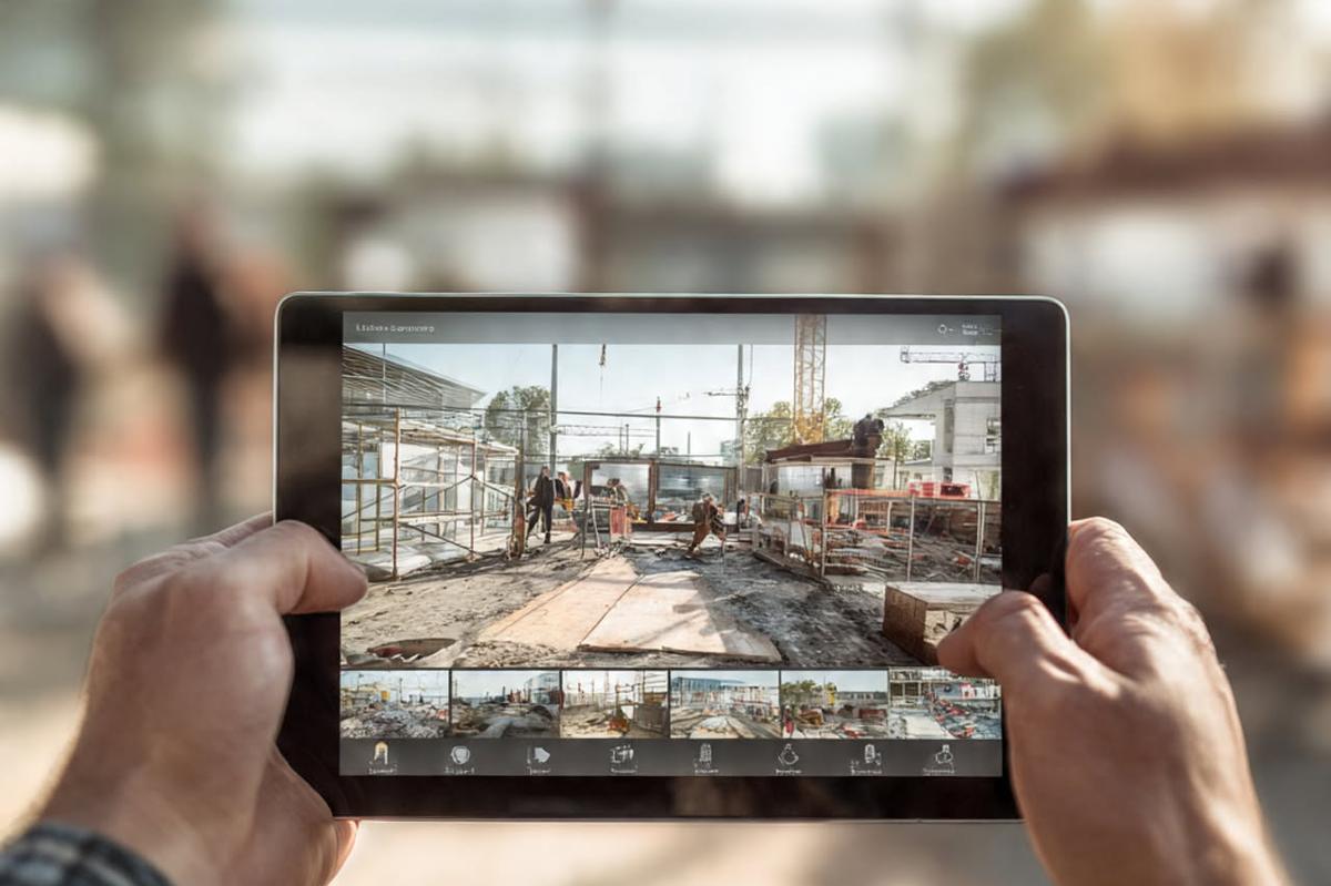 A fitter reviewing guided verification shots on a tablet at the workface