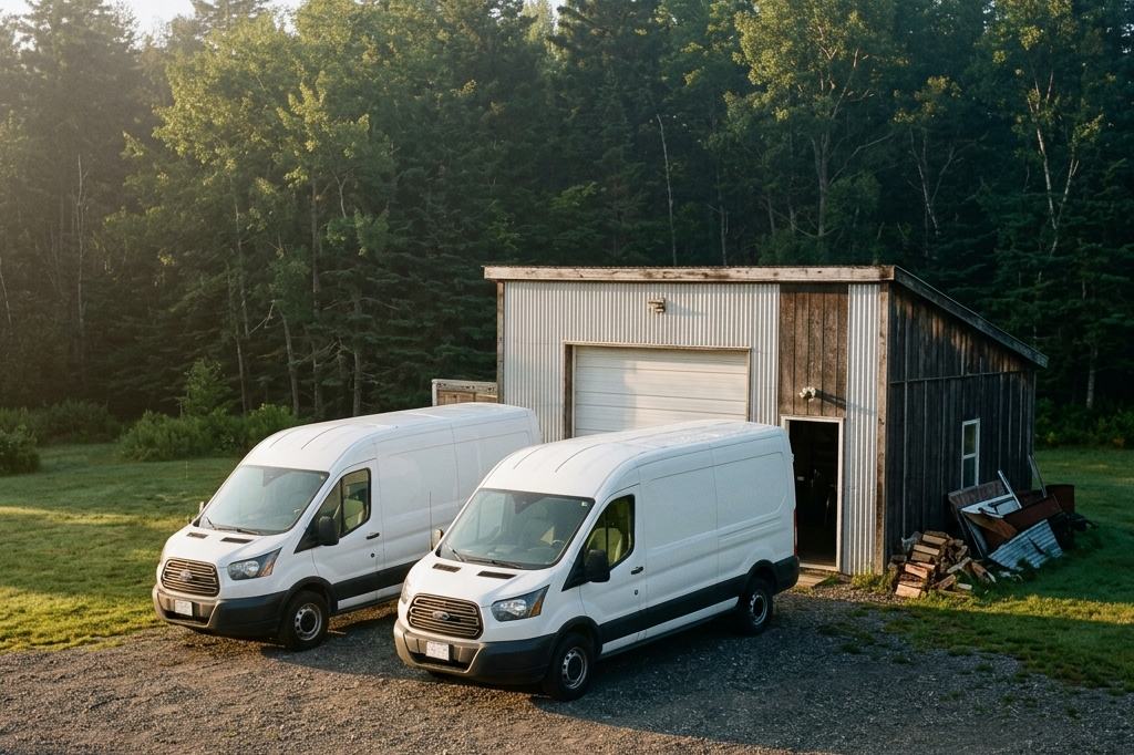 A two-van service company's shop in rural Nova Scotia